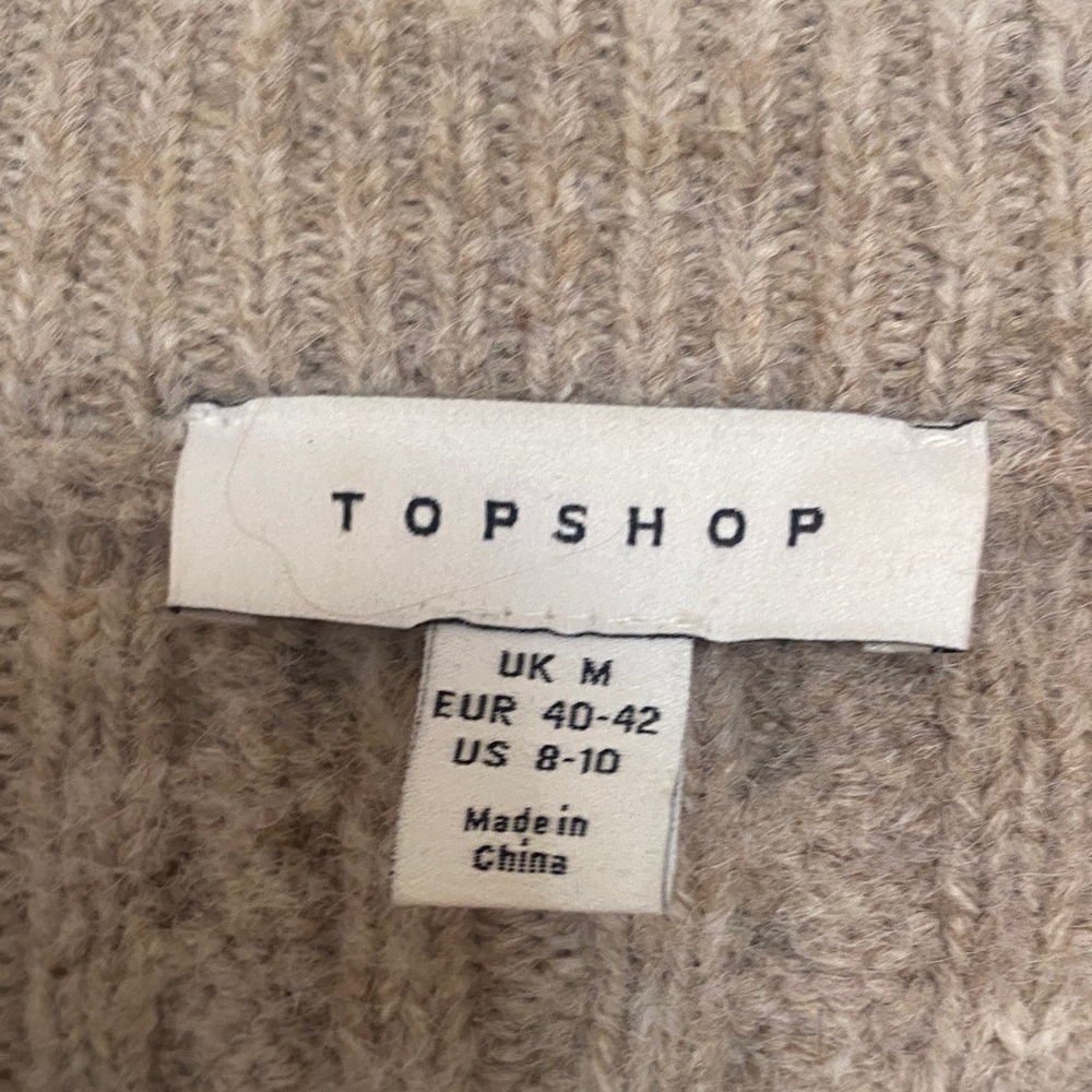 Topshop Taupe Cable Knit Button Front Cardigan - Picture 2 of 7